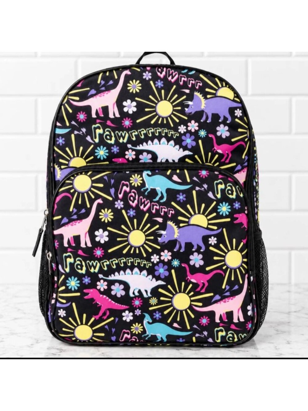 Wonder Nation Kids 17 Dinosaur Fossil Garden Backpack Black School Book Bag